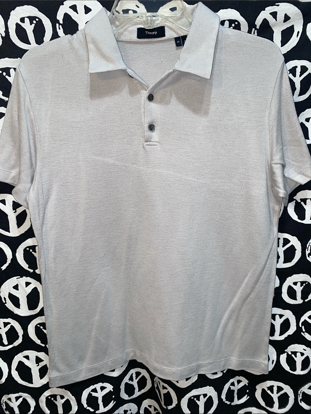 MEN VTG THEORY GREY SHORT SLEEVE HENLEY STYLE  SHIRT SZ XS